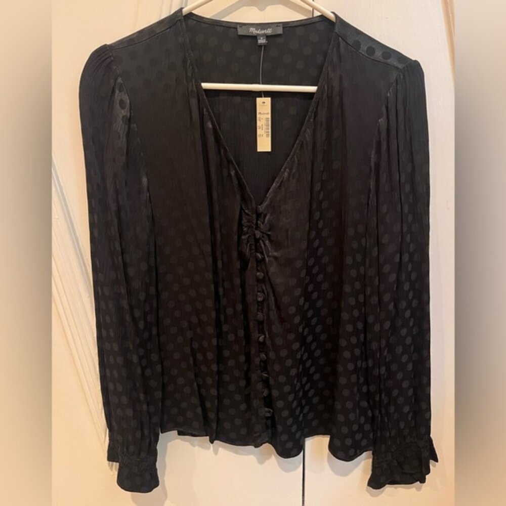 NWT Madewell Black Button-Up Blouse (Size M)